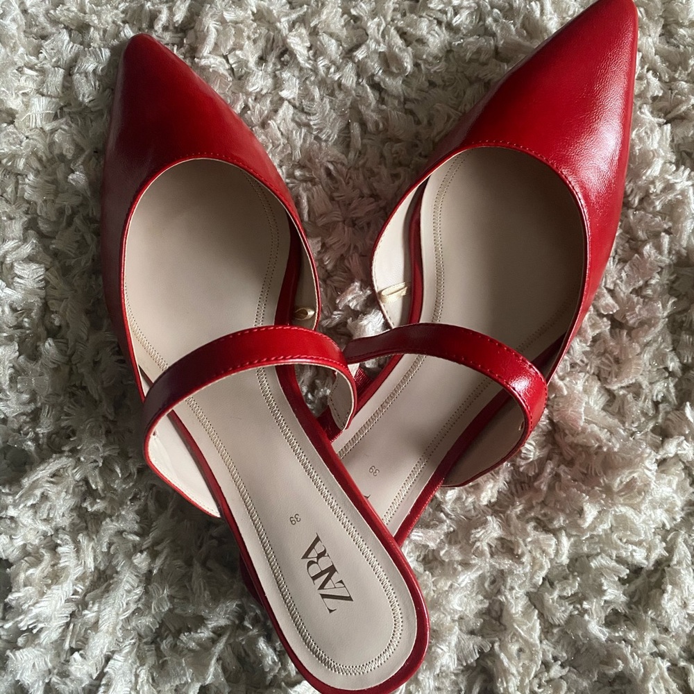 Red Zara Slides Perfect for a POP of color.